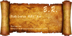 Bablena Réka névjegykártya